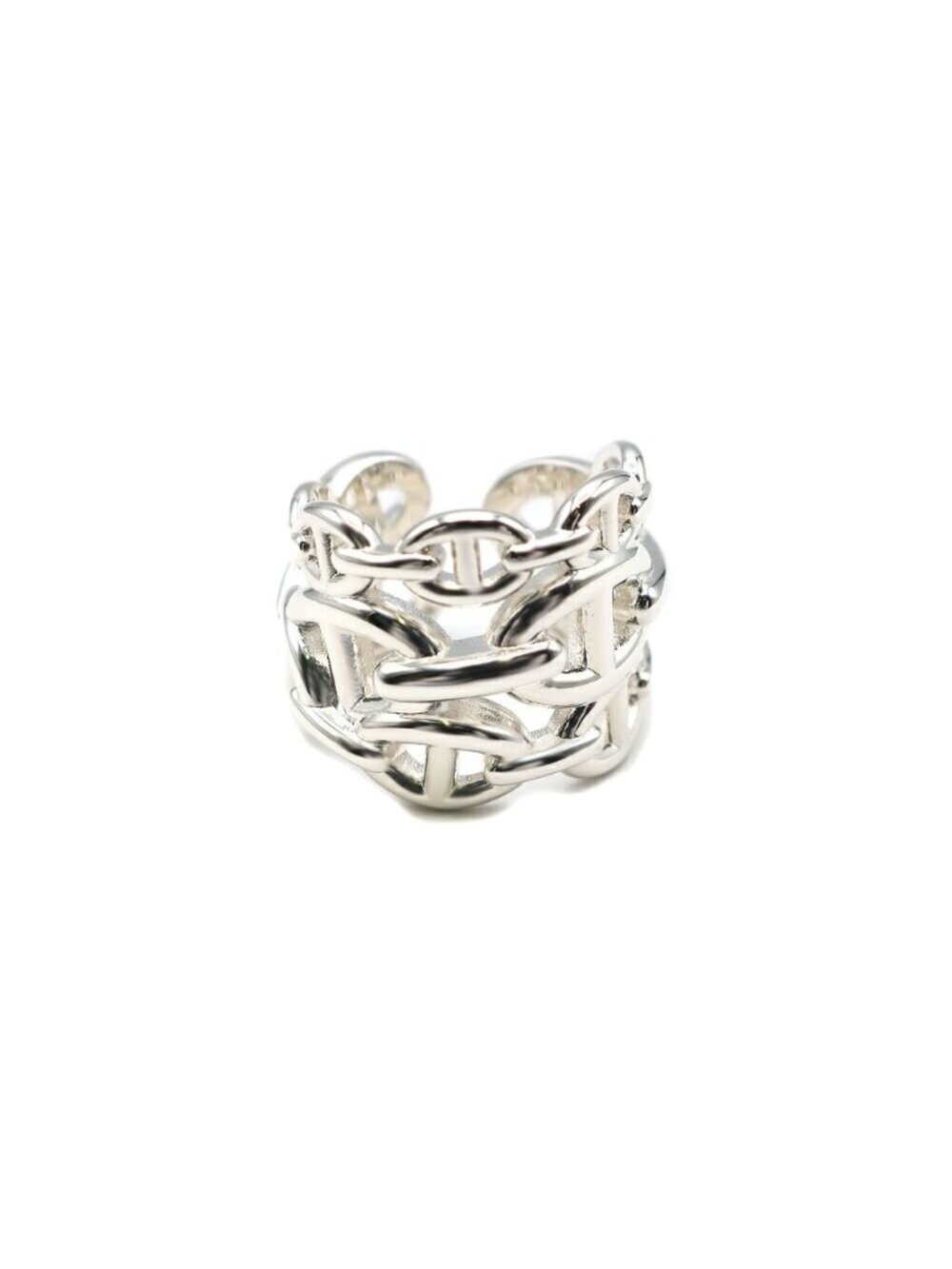 Hermes Chaine D'ancre Enchainee Ring GM 55 Silver